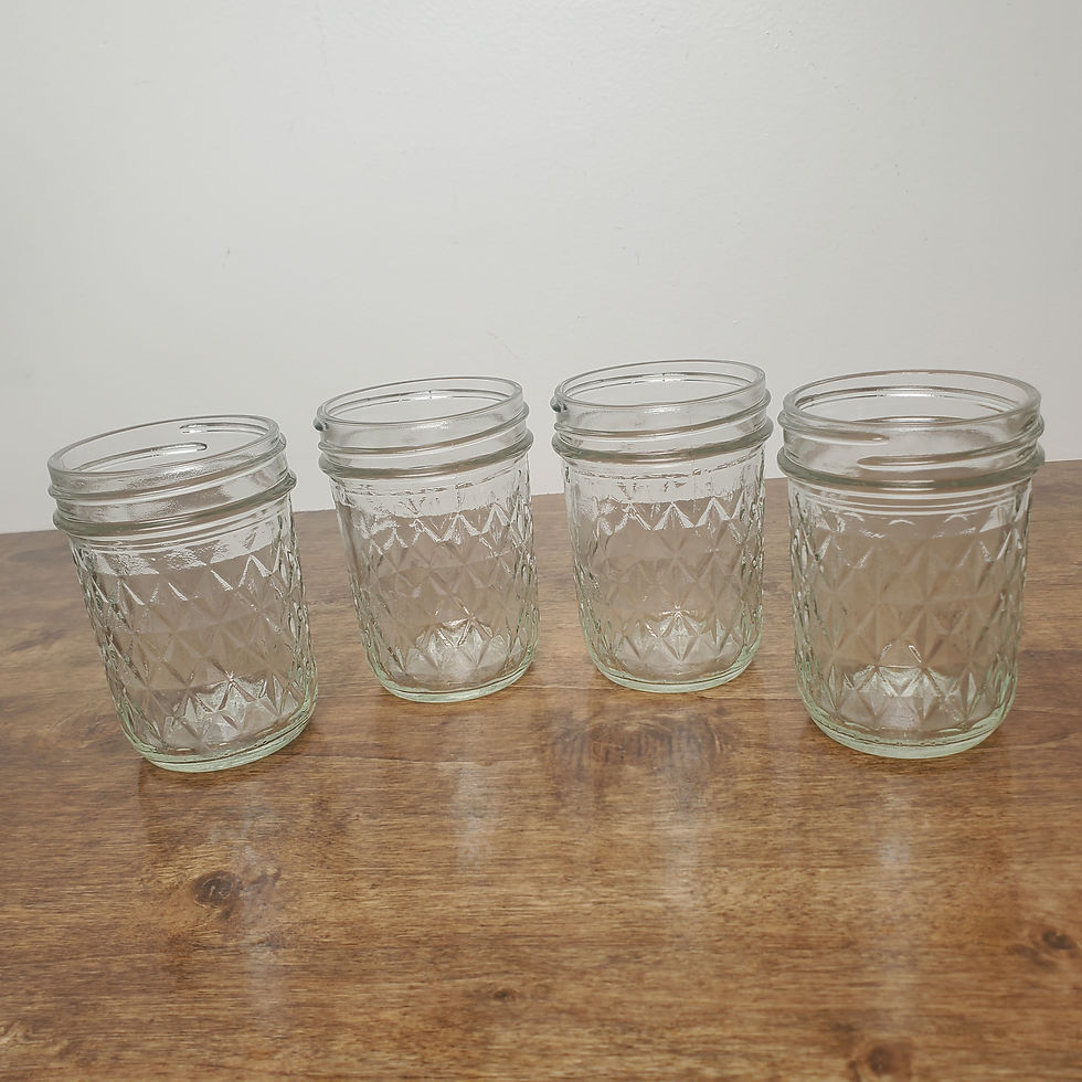 Thumbnail: Vintage BALL Quilted Crystal Jelly Jars 8 oz Lot of 4 Glass Made USA