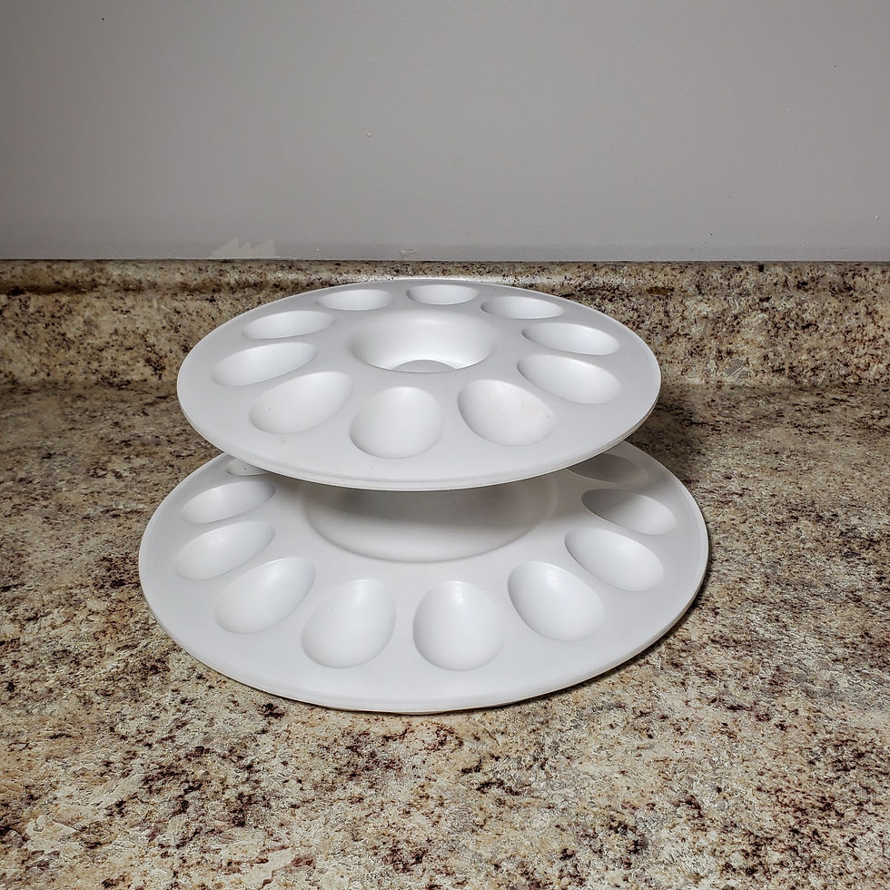 Thumbnail: Tupperware Deviled Egg 2 Tier Round Stackable Tray Server, 24 Egg Halves, White