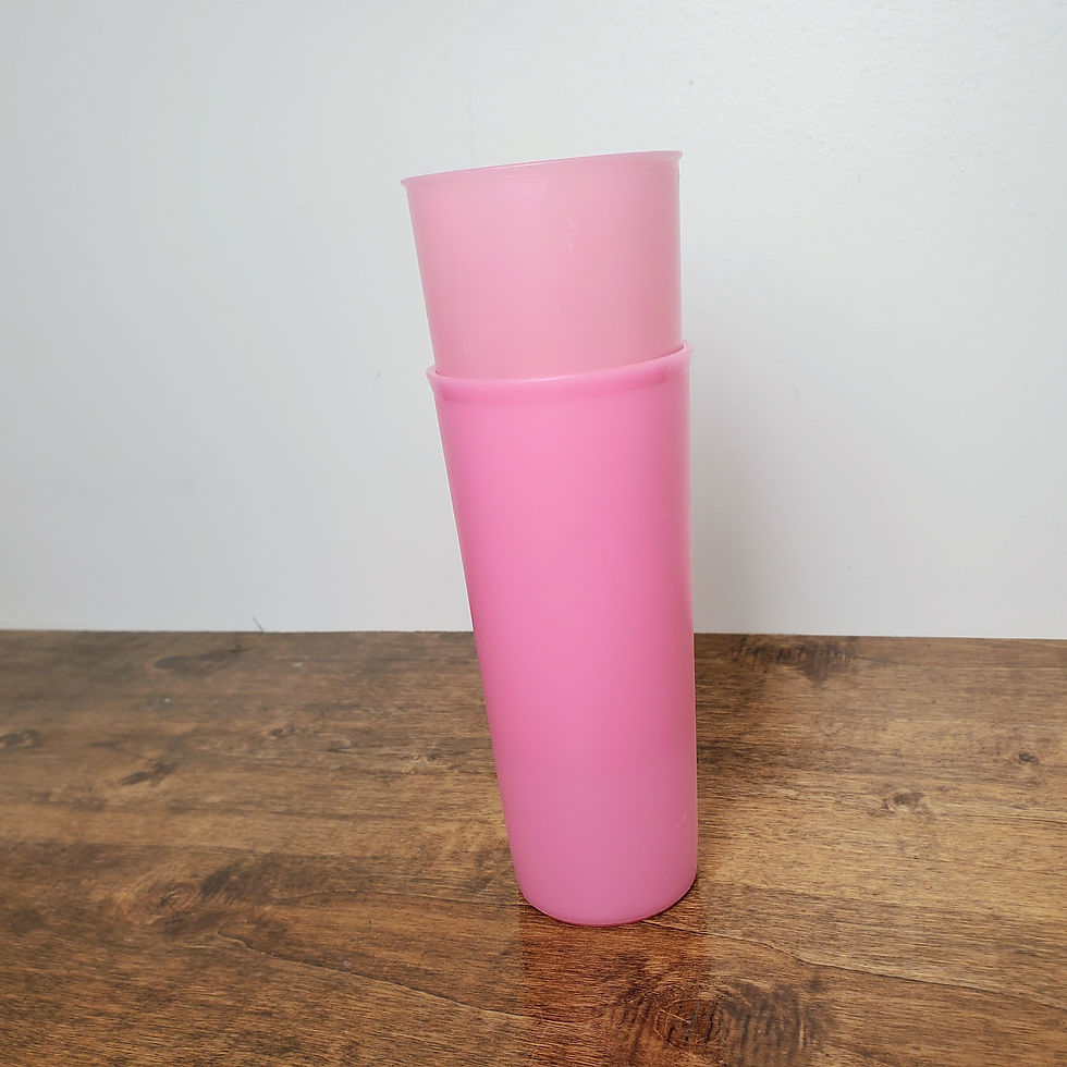 Thumbnail: Tupperware #107 Tall Tumbler Cups 16oz Pink Set of 2 Vintage 1970s
