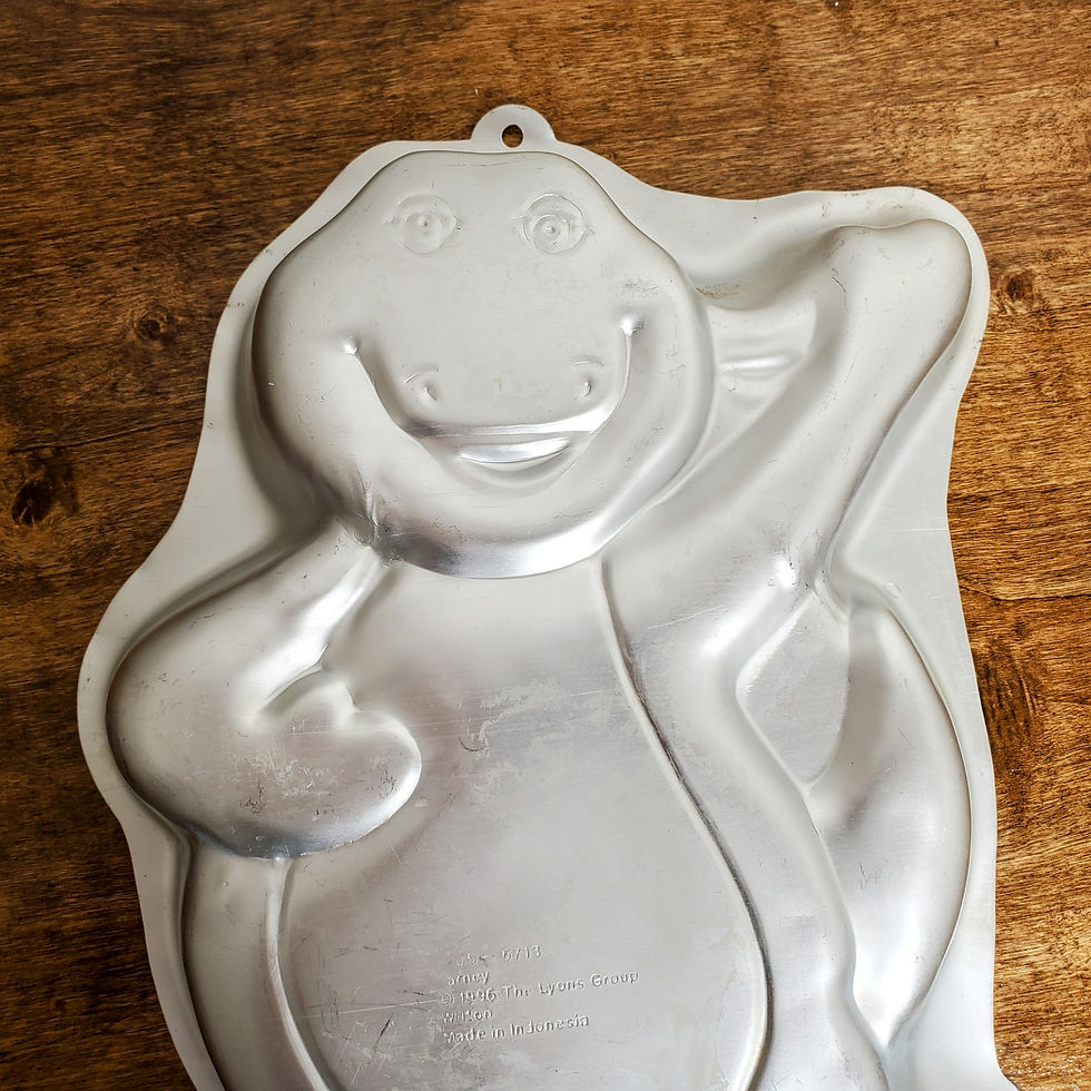 Thumbnail: 1993 WILTON BARNEY CAKE PAN Purple Dinosaur Tin Mold Standing Birthday 2105-6713