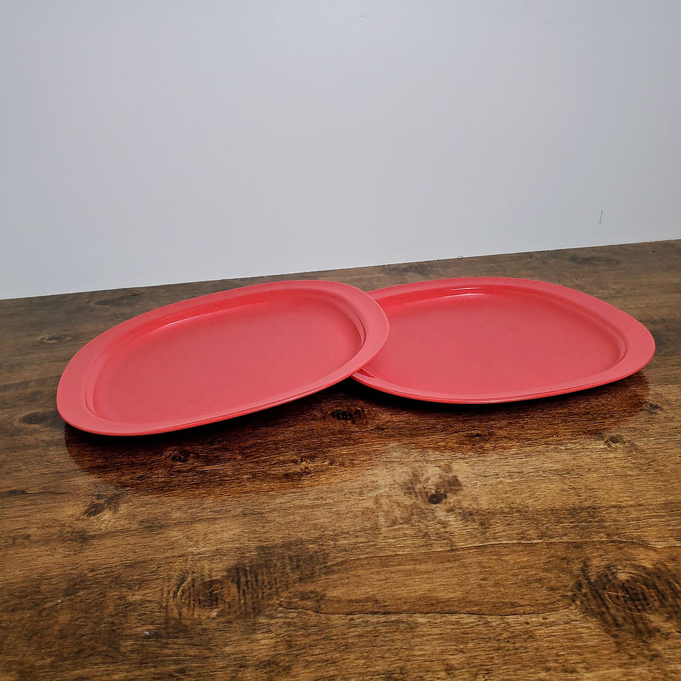 Thumbnail: Tupperware Microwave Reheatable Dinner Luncheon Plates 3398 Red - Set of 2