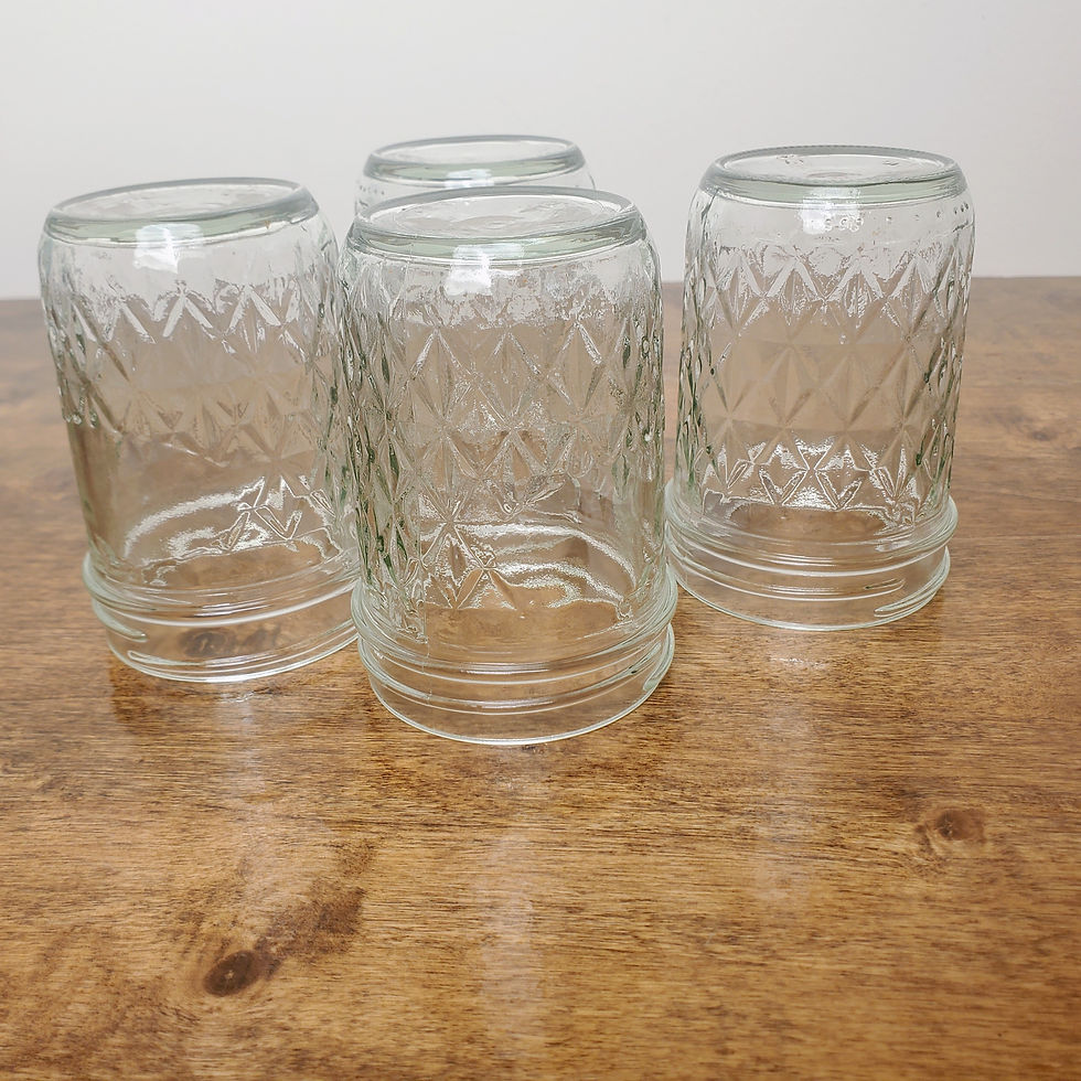 Thumbnail: Vintage BALL Quilted Crystal Jelly Jars 8 oz Lot of 4 Glass Made USA