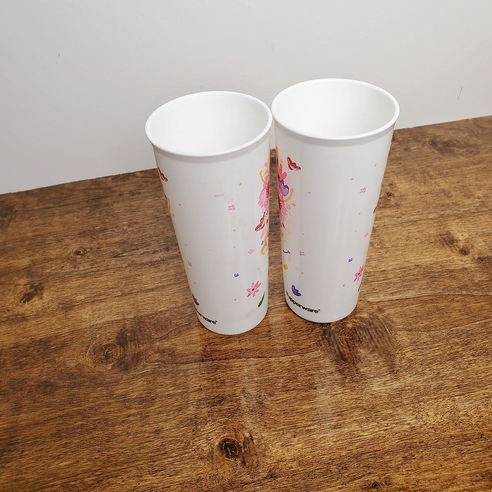 Thumbnail: Tupperware 16-oz Iced Tea Tumblers White Floral Flower Fanciful