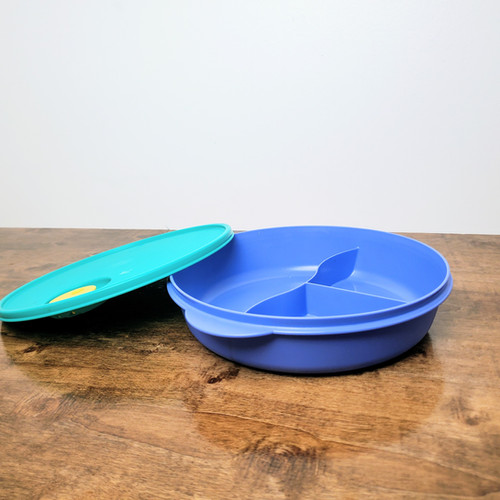 Tupperware CrystalWave Divided Microwave Dish Blue 3284 Green