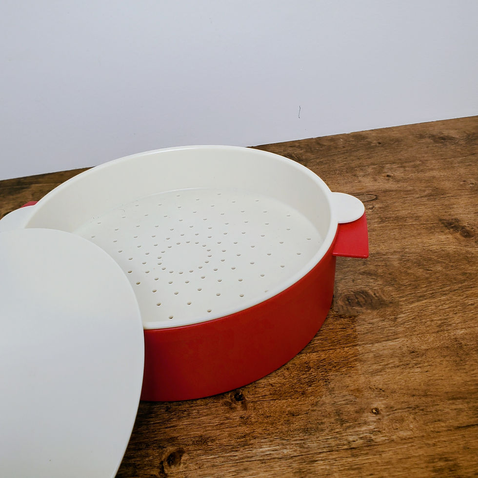 Thumbnail: Tupperware Micro Steamer Microwave Rice Vegetable Cooker #3592 Red White