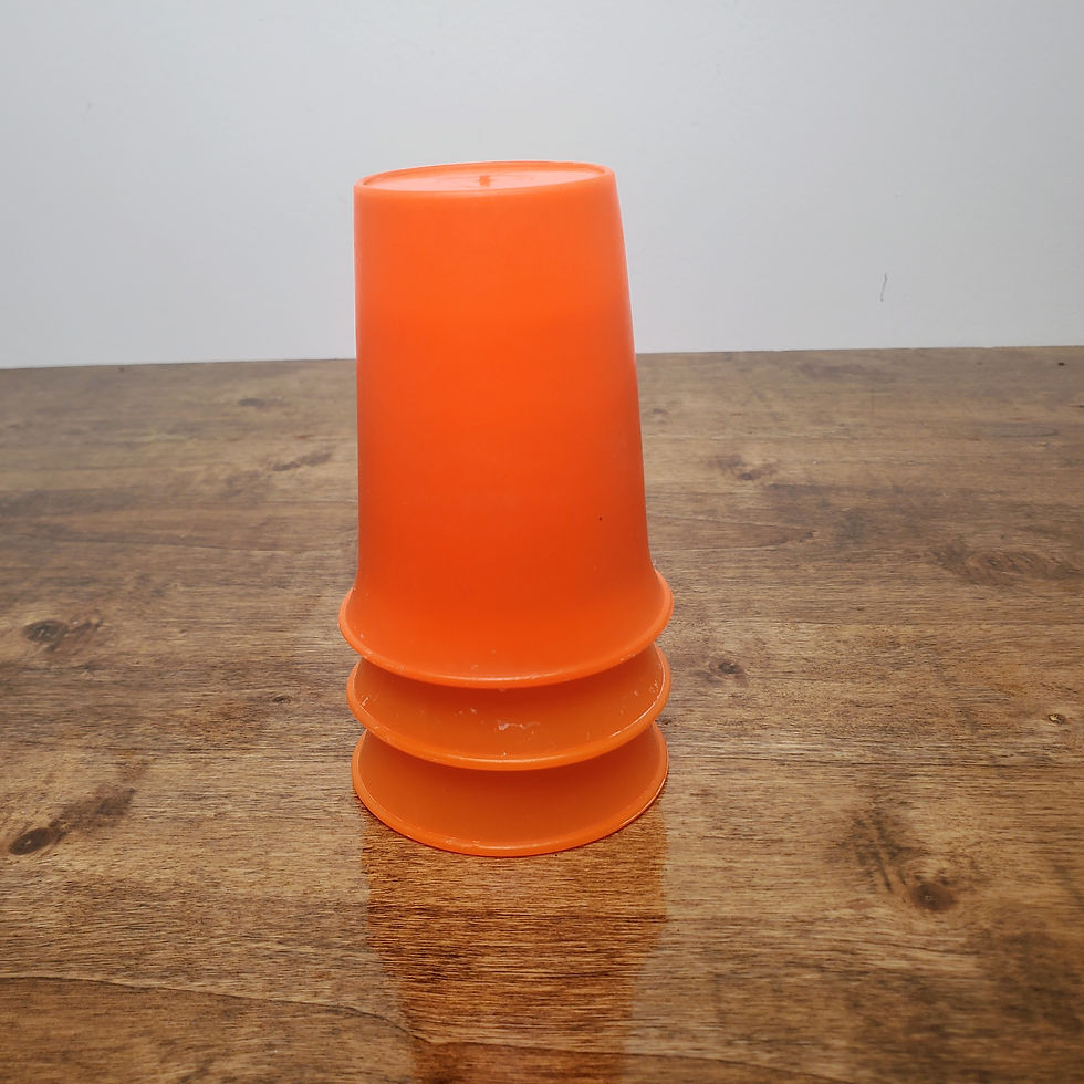 Vintage Orange Bell Tumblers Set of 3 Plastic Stackable Cups Retro Kids