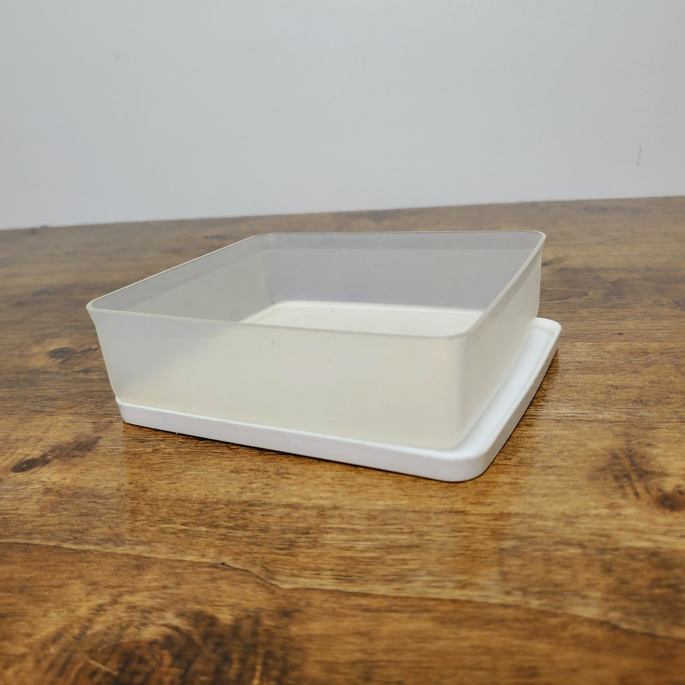 Tupperware Sandwich Keeper Clear #670 Square-A-Way w/ White Lid #671 Vintage