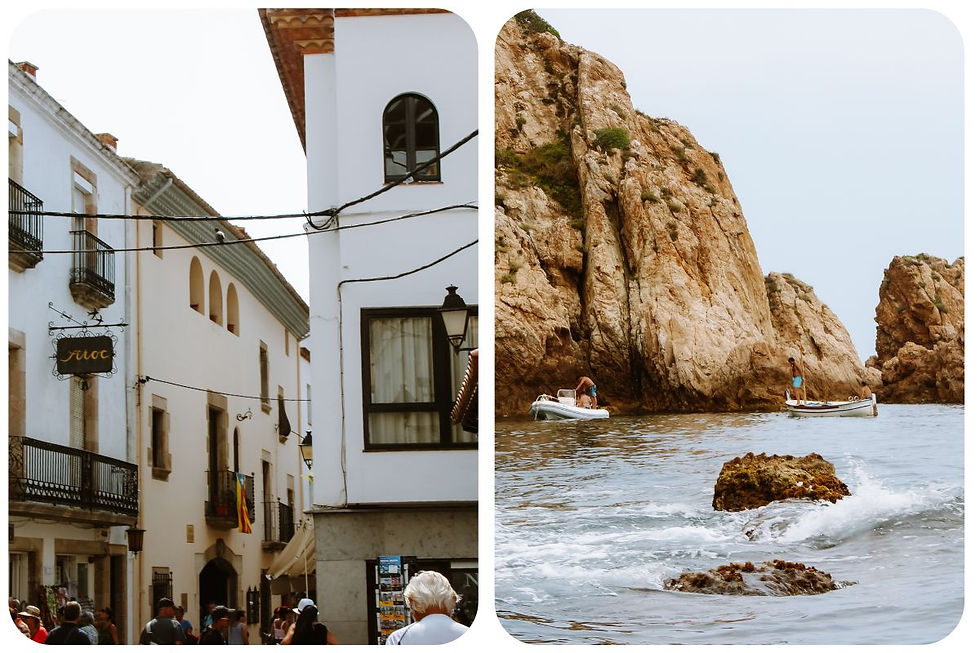 Uitzicht op de baai van Tossa de Mar met stadsmuren van Vila Vella aan de Costa Brava – zonvakantie Spanje
