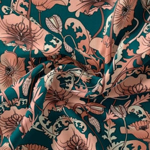 The Curious Department Opium Blush Teal velvet fabric