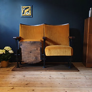 Orange Otter vintage cinema seats in cognac fabric