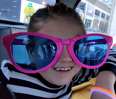 Isla in huge glasses