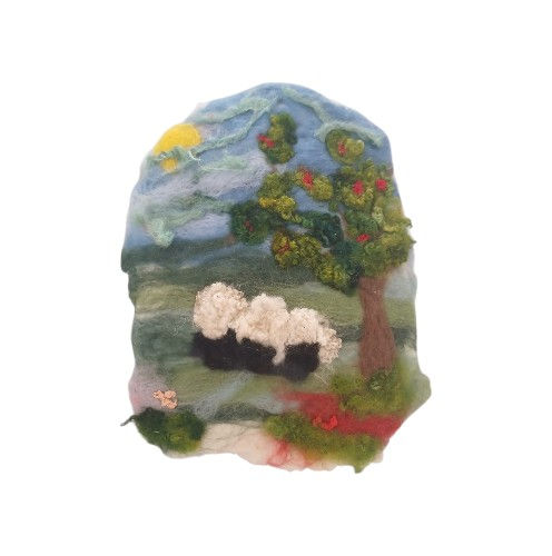 Handcrafted Needle Felted Wall Hanging / Picture - Countryside Scene