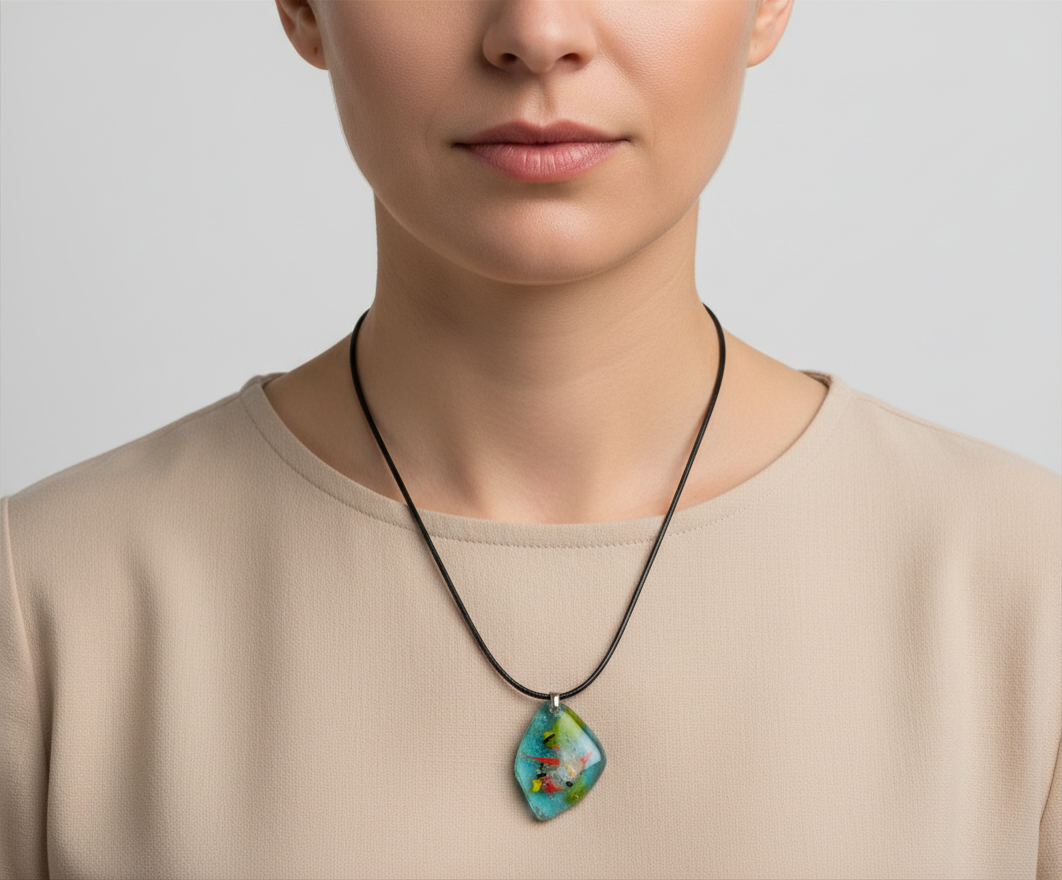 Colourful Unique Fused Glass Necklace