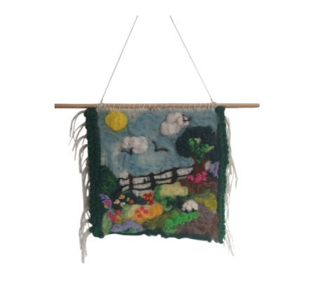 Handcrafted Needle Felted Wall Hanging - Countryside Scene