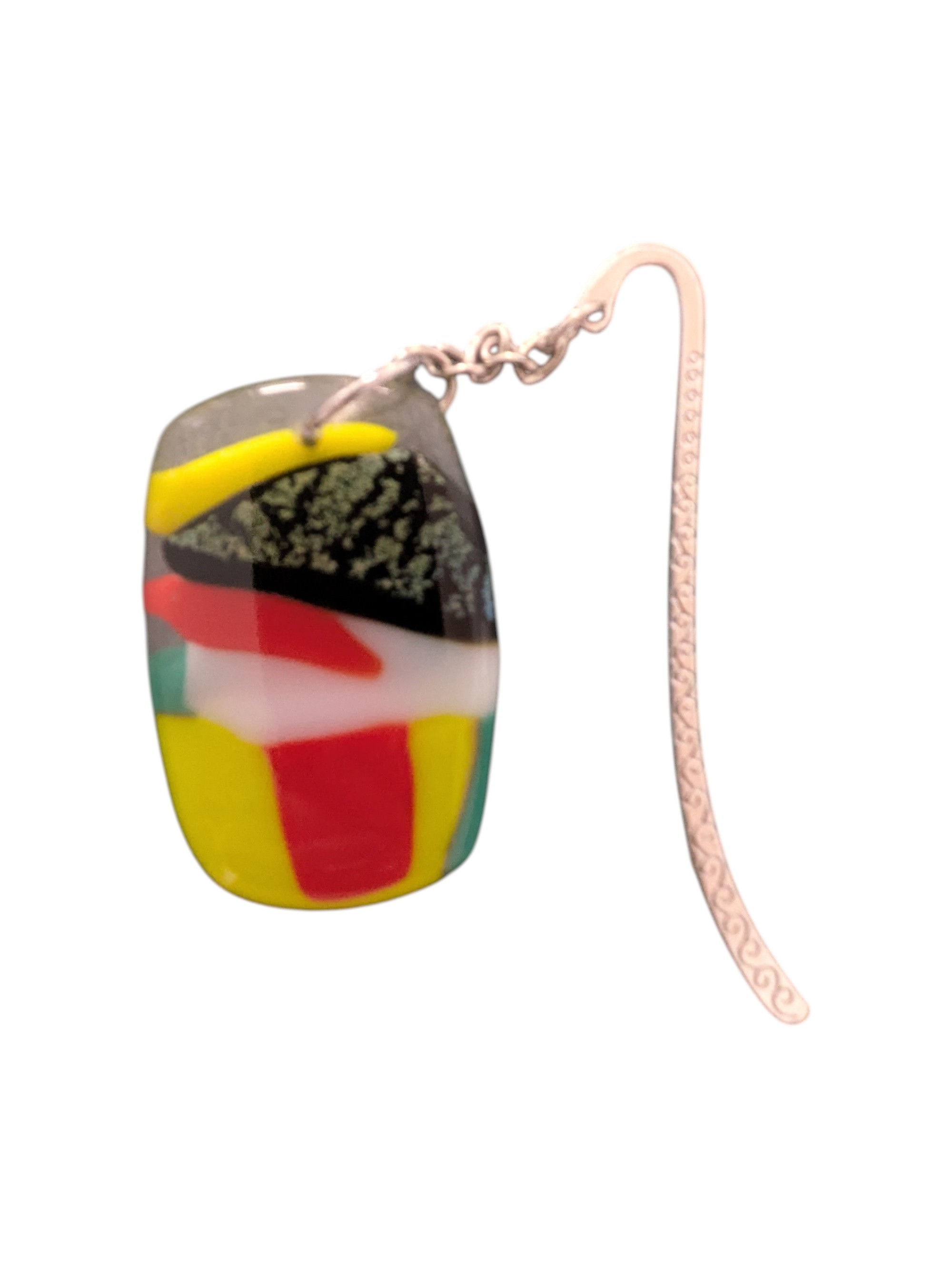 Fused Glass Bookmark with Dichroic and Vibrant Coloured Accents