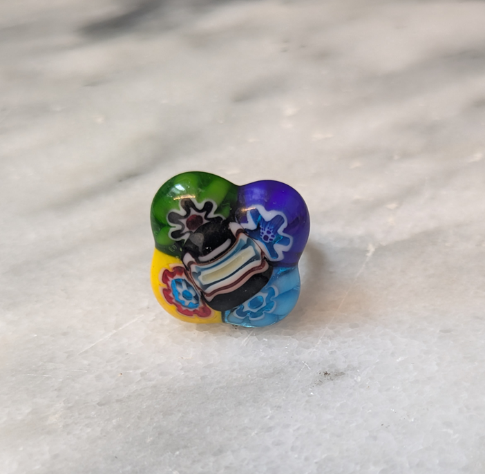 Unique Colourful Fused Glass Ring