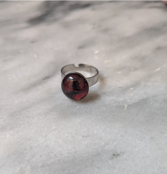 Sparkly Red Fused Glass Ring