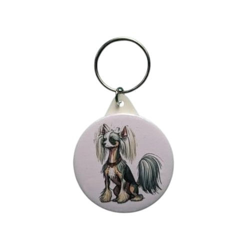 Elegant Cute Chinese Crested Dog Keyring