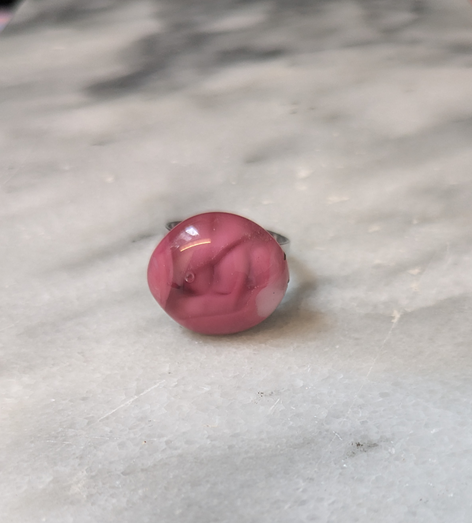 Pink Fused Glass Ring