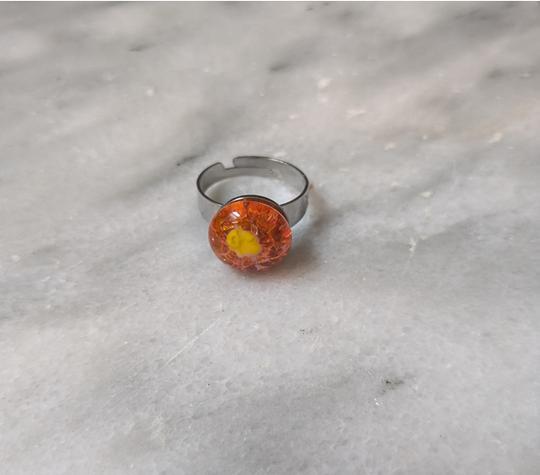 Orange Fused Glass Ring
