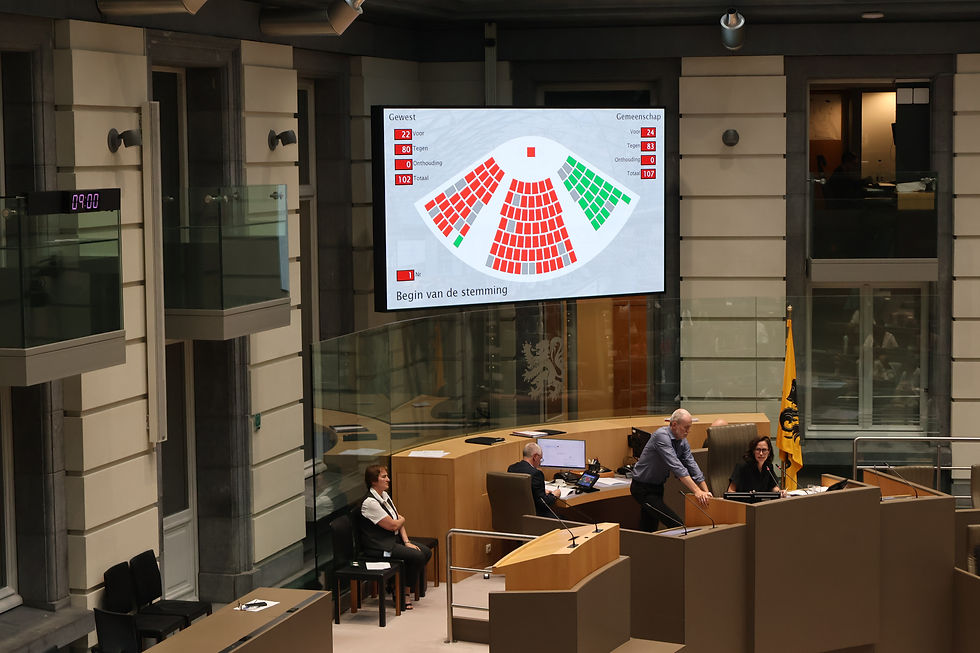 Resultaat stemming resolutie Vlaams Parlement. © Willem Bakelants