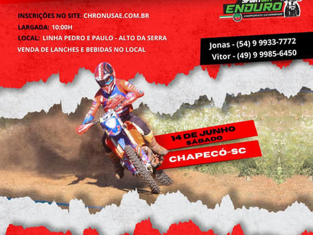 Chapecó recebe neste fim de semana a 4ª etapa do Campeonato Catarinense de Enduro FIM junto com a 3ª etapa da Copa Sul Brasileira