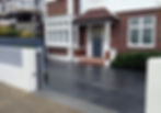 driveway car space paving granite bike bin store white wall grey privacy screen trellis automated ga