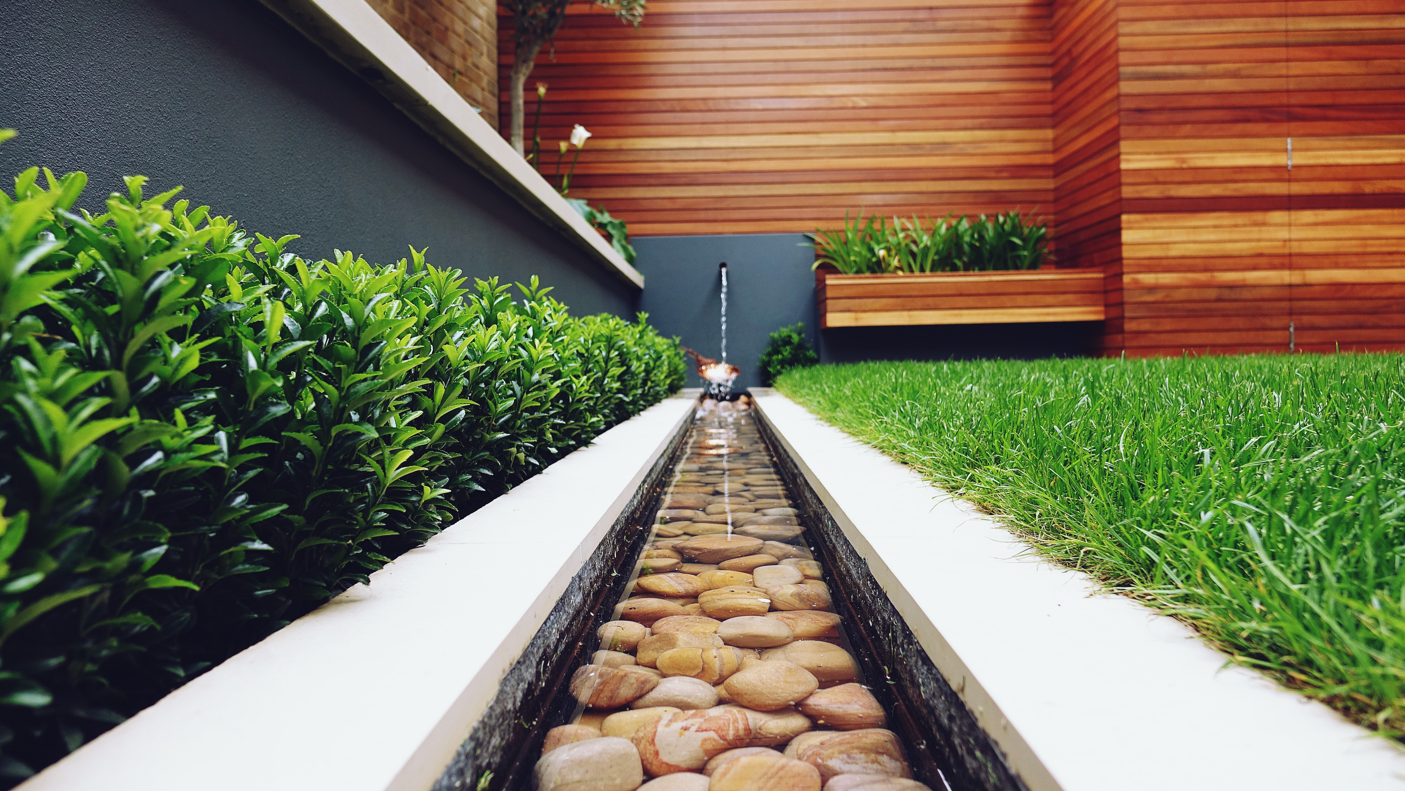 wonderful mini canal water feature with