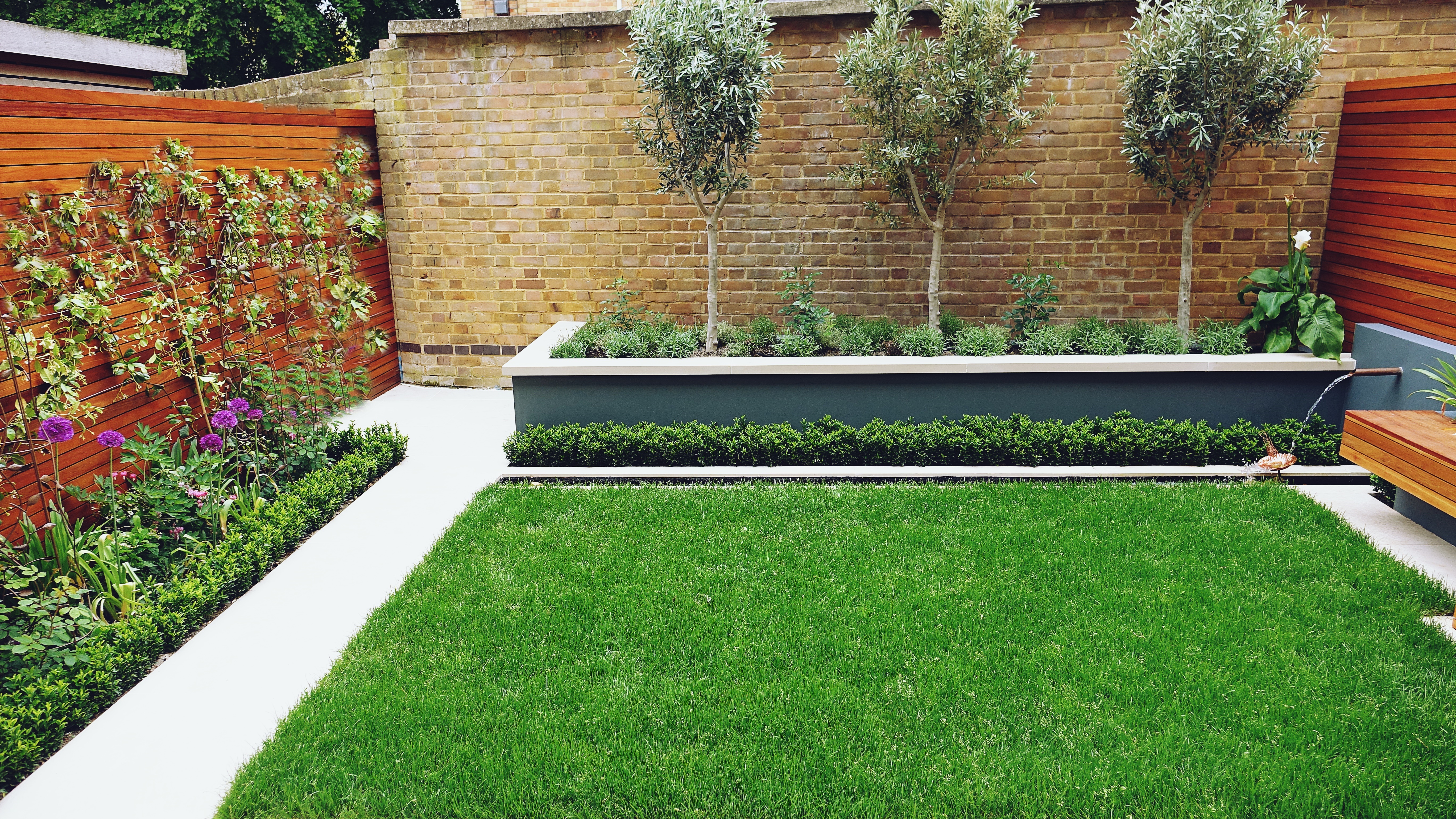 raised beds with york stone coping hardw