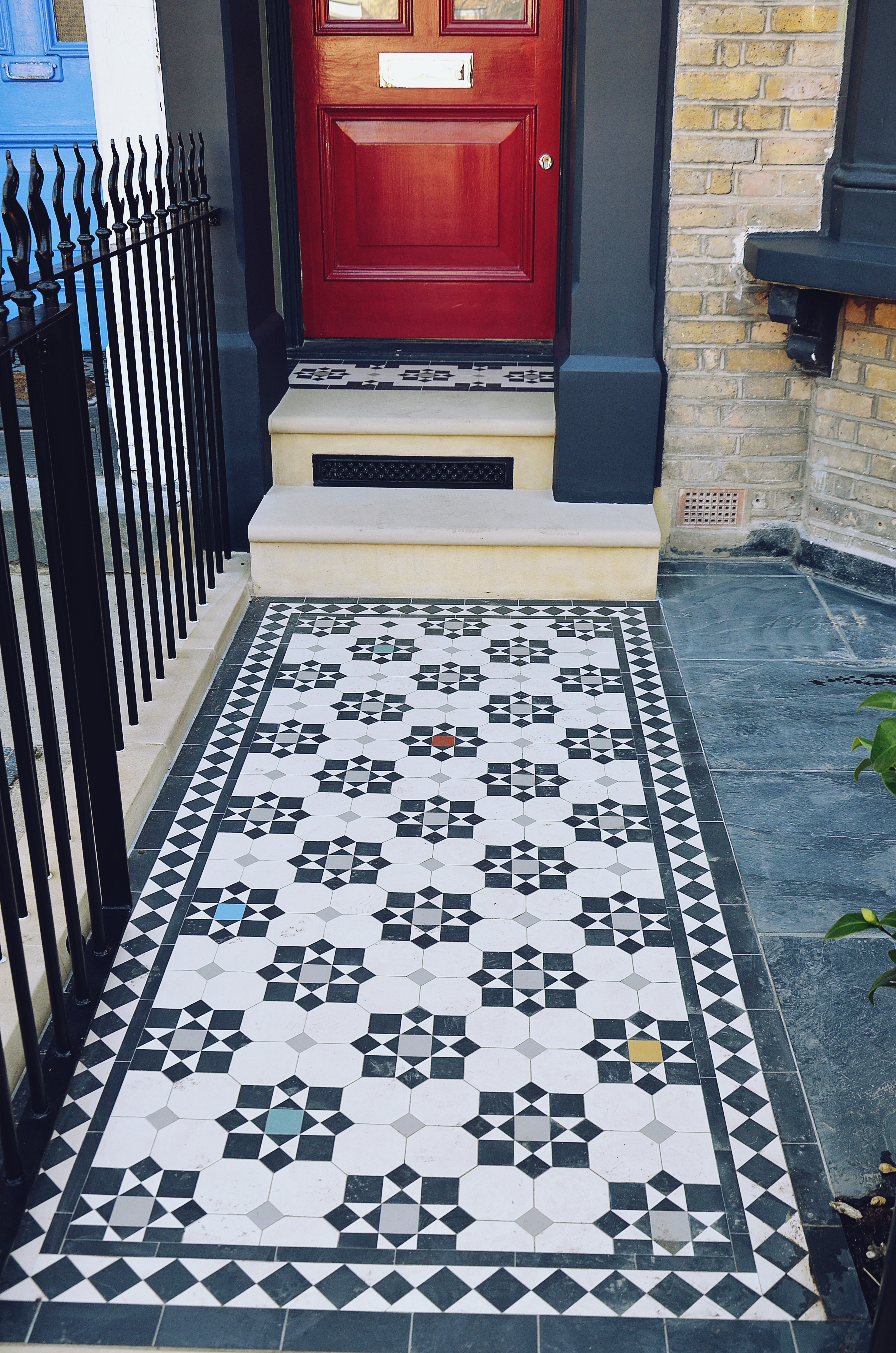 Victorian restoration with modern twist mosaic with monochrome and random colours