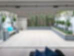Small courtyard garden design London raised beds in grey with yorkstone millboard