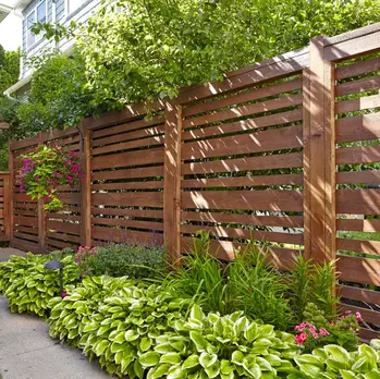 Modern horizontal wood fence Charlotte NC