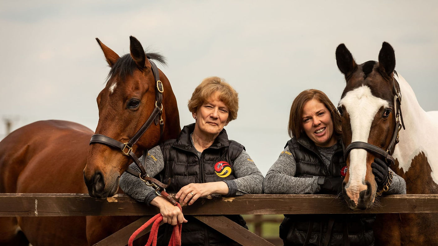 Step By Step Vet Physio Sarah Smith, plus Annemarie, with horses Bertie and Herbie