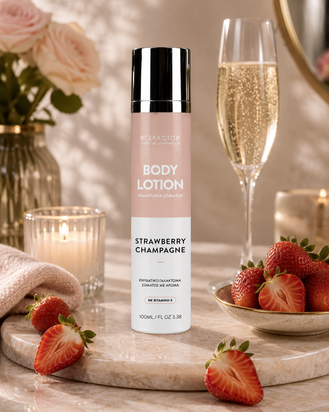 Strawberry Champagne Body Lotion mit Vitamin E von BeeFactor