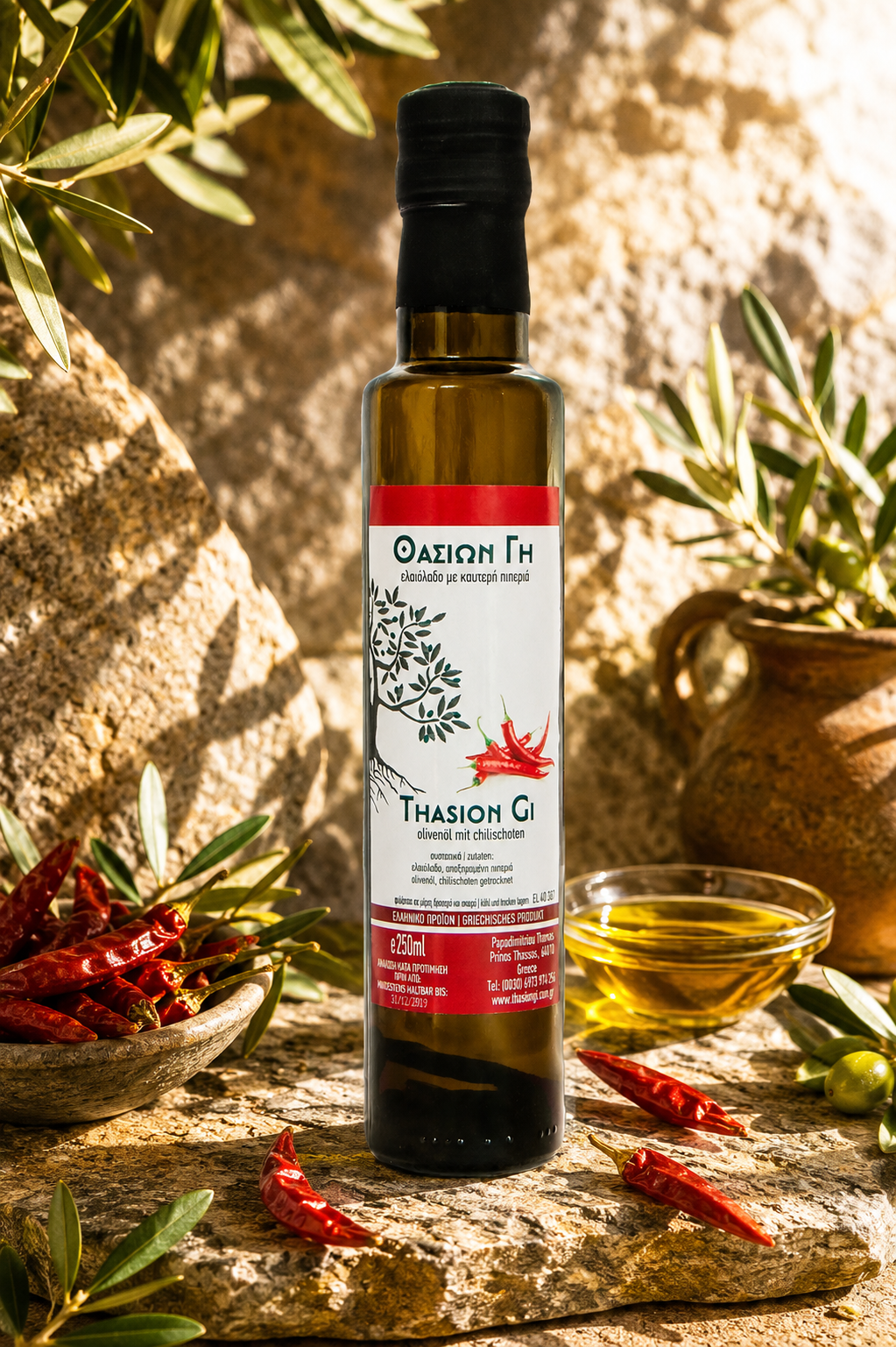 Extra virgin, cold-pressed olive oil with ...