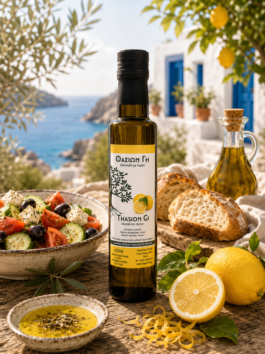 250 ml - Lemon-Infused Olive Oil from Thasos