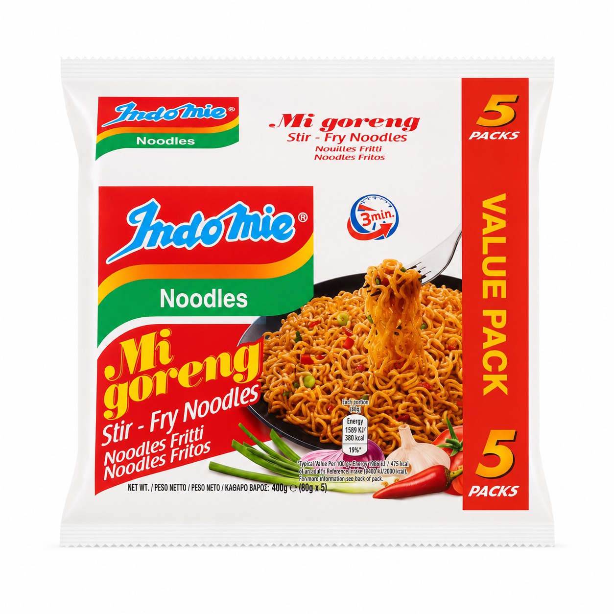 Nouilles instantanées sautées Indomie Mi Goreng, lot de 5
