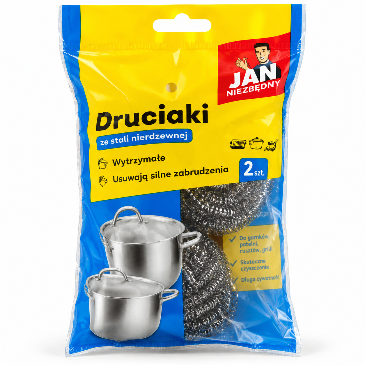 Éponges métalliques en acier inoxydable Jan Niezbędny, lot de 2 – 30 g