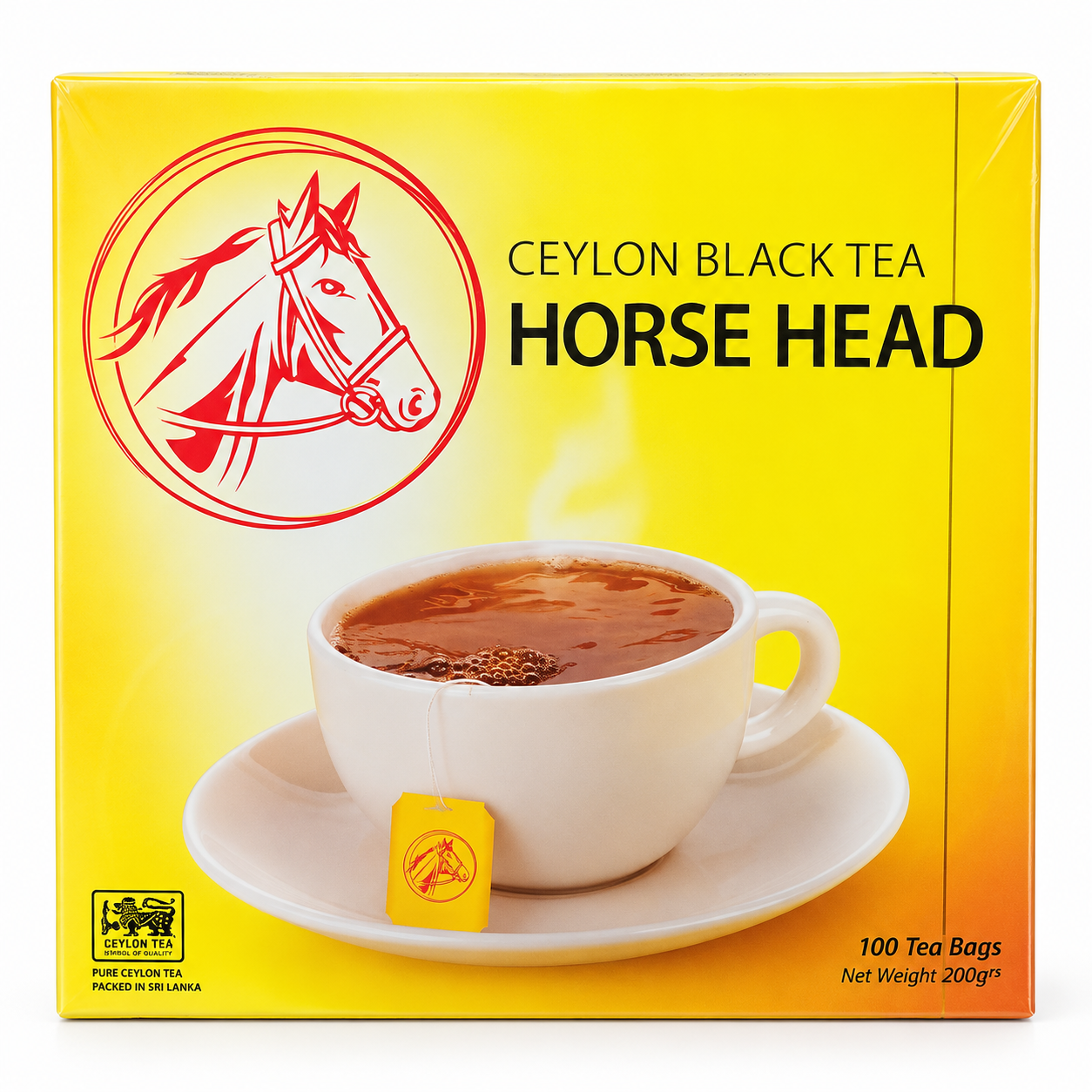 Thé noir de Ceylan Horse Head, 100 sachets – 200 g