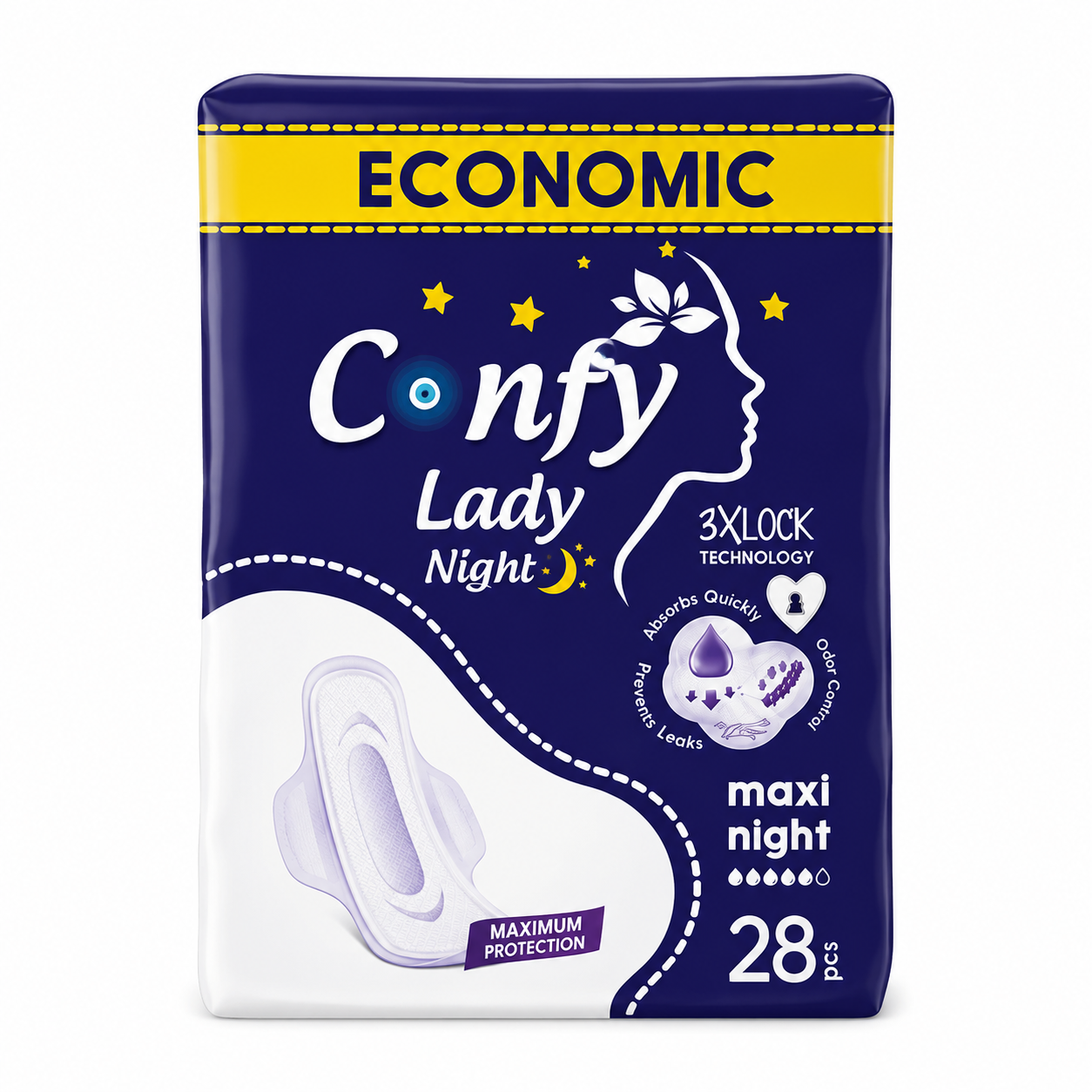 Serviettes hygiéniques Confy Lady Night 28 pièces – 300 g
