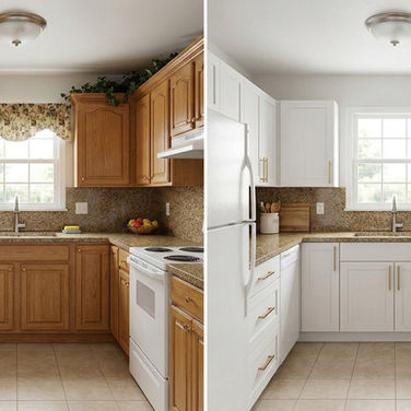 Made-to-measure replacement kitchen doors fitted to existing cabinets by Nora Kitchens in Yorkshire.