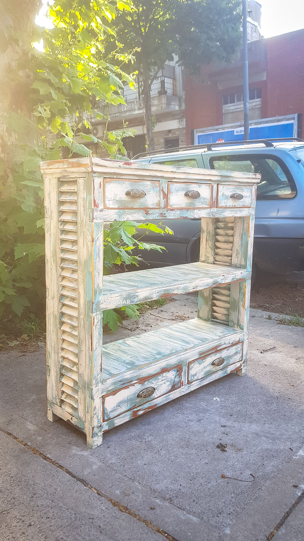 Miniatura: Mesa arrime - patina retro - celosias 1m 30 x 1 de alto