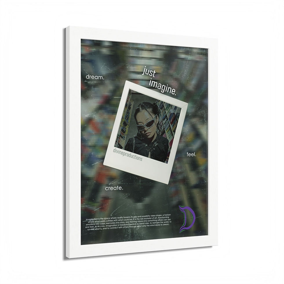 Thumbnail: Just Imagine Framed Poster — Polaroid Portrait Art Print (Dream • Create • Feel)