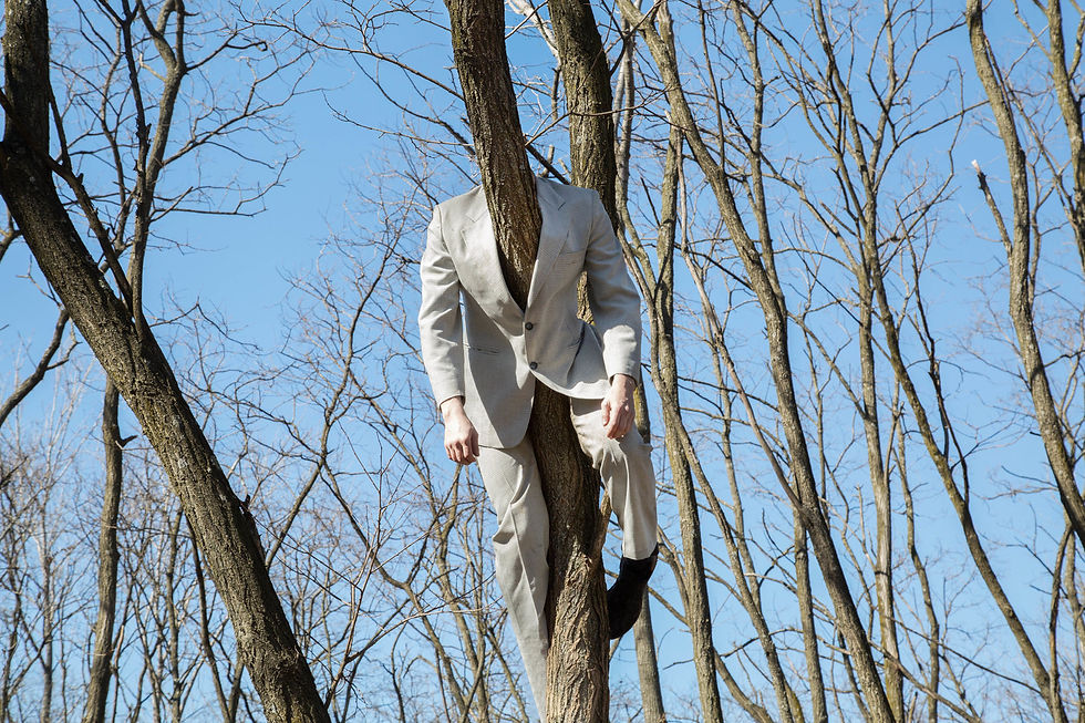 A man with his head in suit