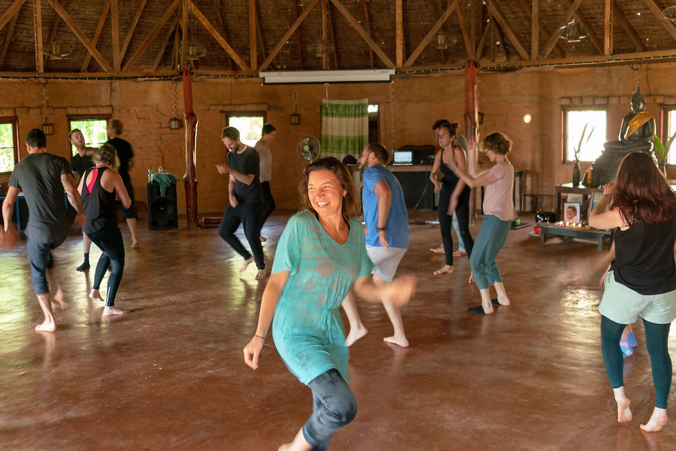 Group of people dancing at a festival