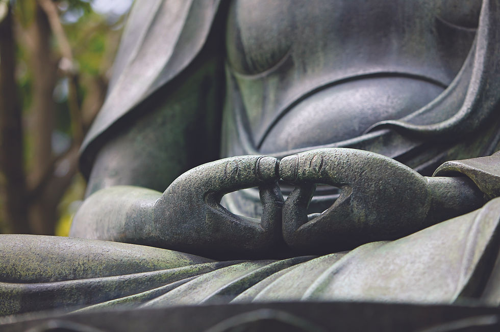 close up of buddha hands meditating