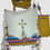 Thumbnail: Serape print, white soft and yellow deertan leather, silver plate arrow charm.
