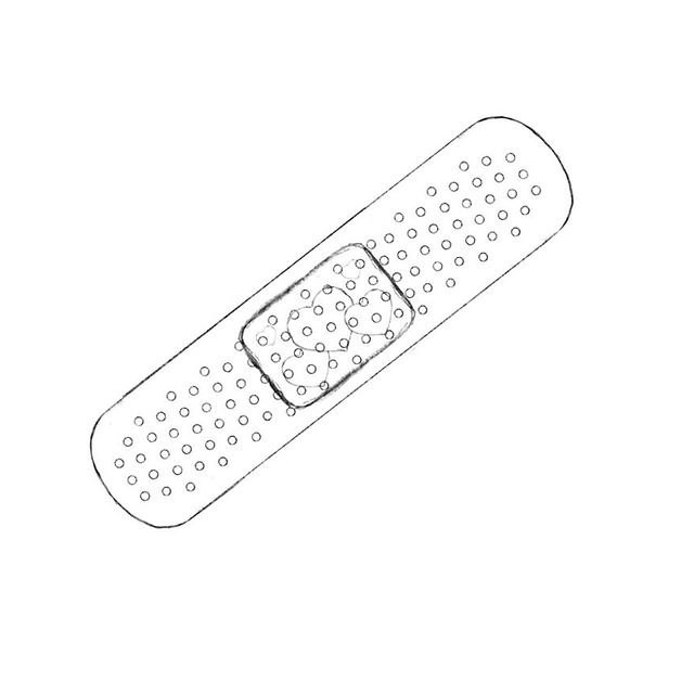 Band-aid with hearts on the pad.