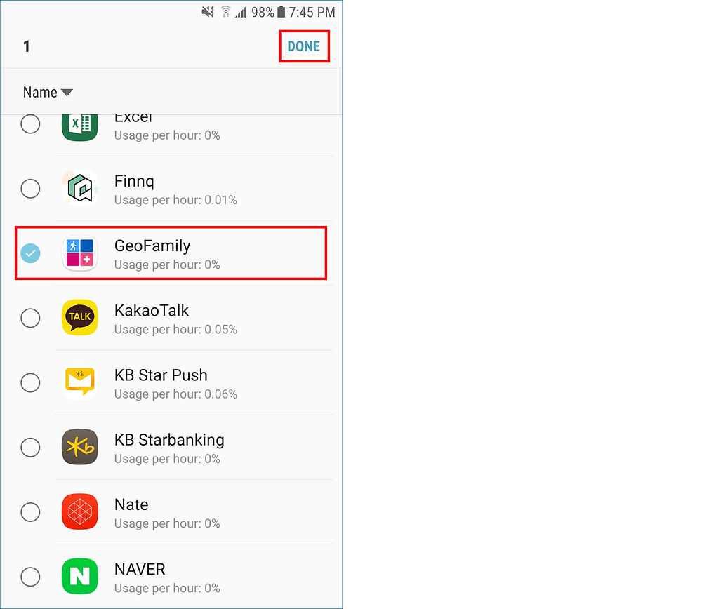 GeoFamily Controller User App : Include the GeoFamily app in the Unmonitored Apps list - Screens 3