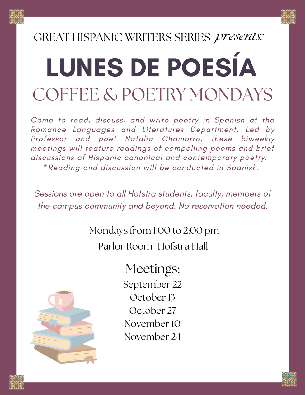 Poetry Mondays - Fall 2025 Hofstra Hall updated